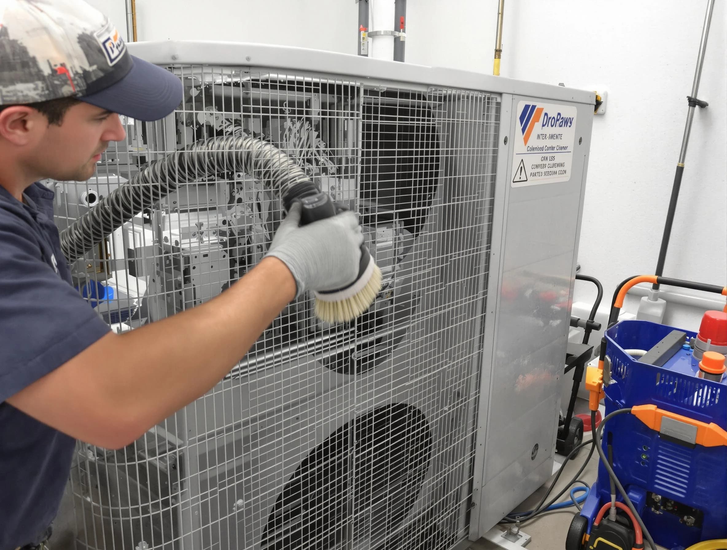 Baldwin Air Duct Cleaning specialist performing precision AC coil cleaning for improved system performance in Baldwin