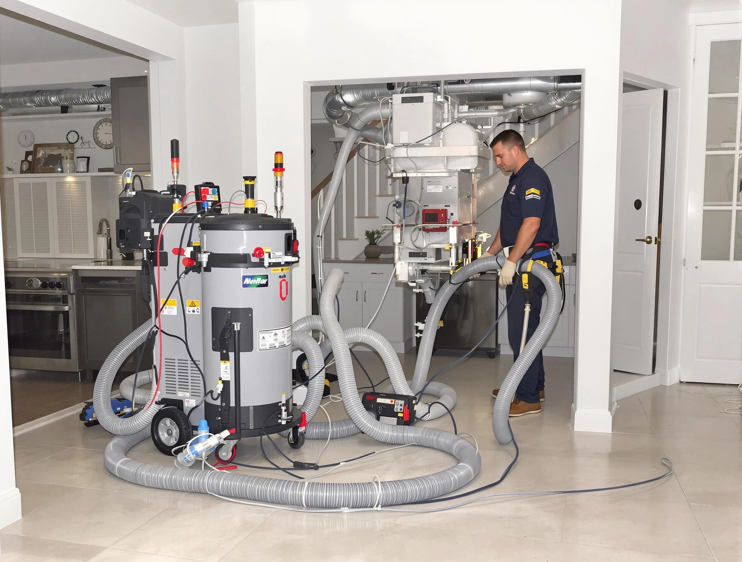Baldwin Air Duct Cleaning technician operating negative pressure cleaning equipment for thorough duct maintenance in Baldwin