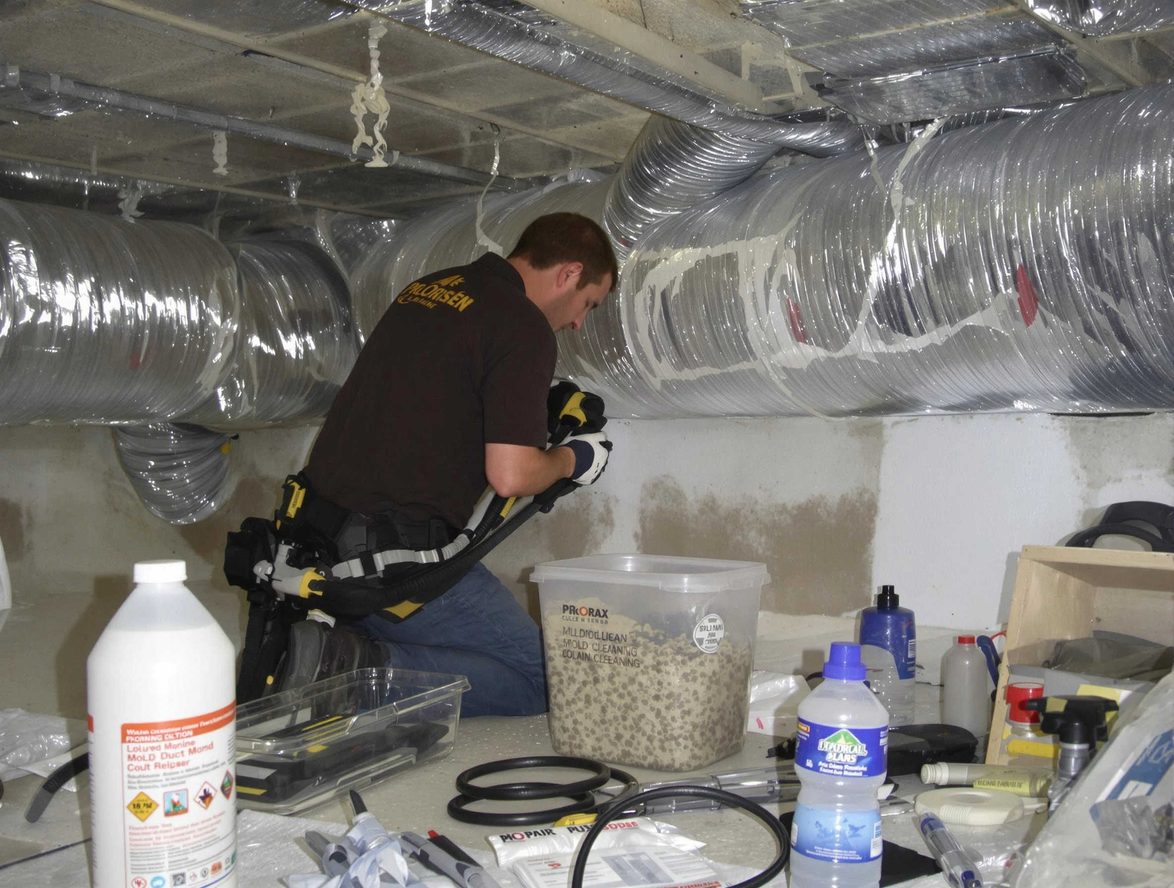 Baldwin Air Duct Cleaning specialist performing professional mold removal from air ducts in Baldwin