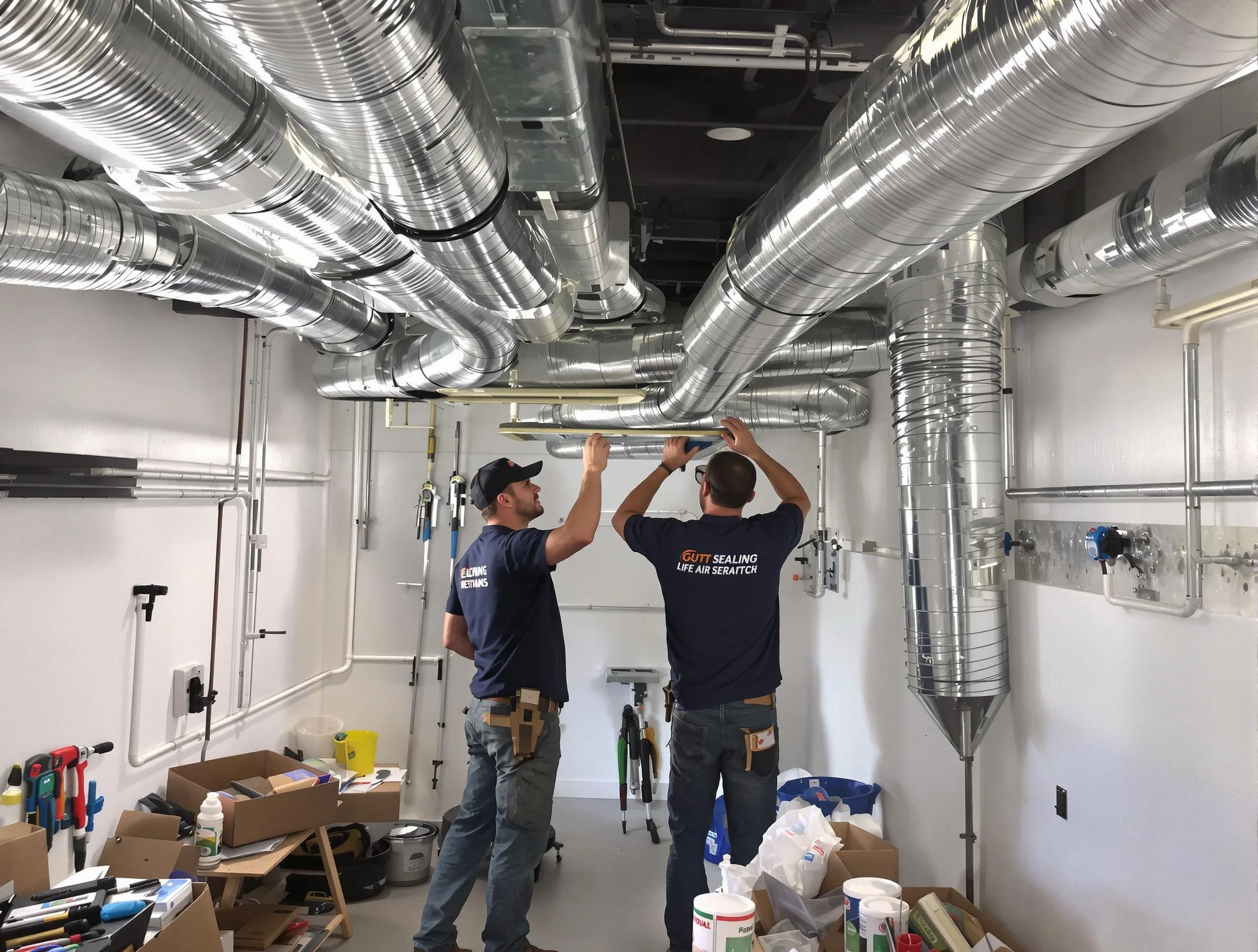 Baldwin Air Duct Cleaning technician applying professional duct sealing solutions in Baldwin